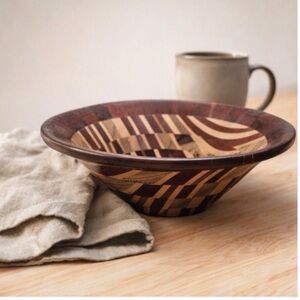 Hand Turned Segmented Wood Bow Signed Artisan Studio Wood Art Artisan Made Mint